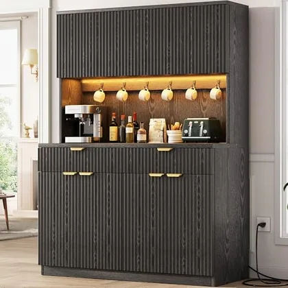 JOCOEVOL Fluted Kitchen Pantry Storage Cabinet