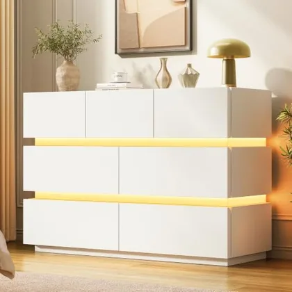 JOCOEVOL 7 Drawer Dresser with LED Lights