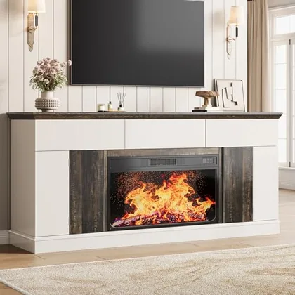 JOCOEVOL 70 in Fireplace TV Stand with 36 in Electric Fireplace