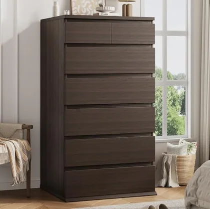JOCOEVOL Brown Tall 7 Drawer Dresser for Bedroom