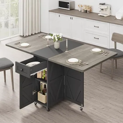 JOCOEVOL Folding Dining Table for Small Spaces with Storage