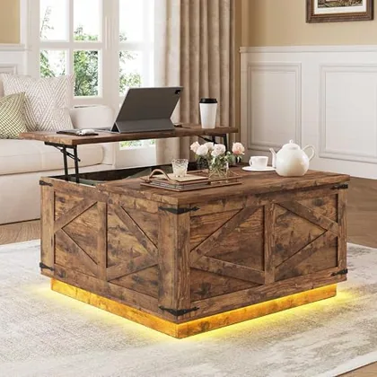 JOCOEVOL Farmhouse Lift Top Coffee Table