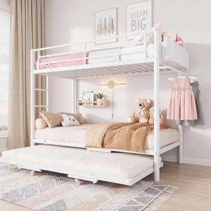 JOCOEVOL Bunk Bed Twin Over Twin Size with Trundle