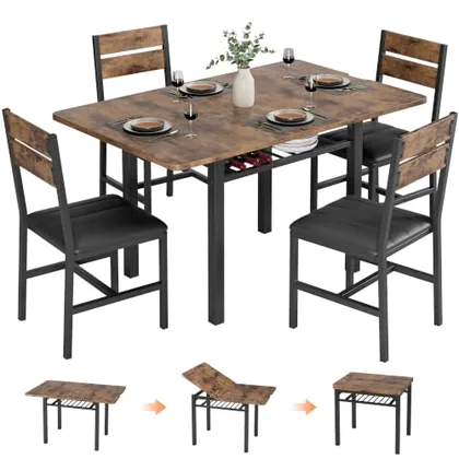 JOCOEVOL 5-Piece Extendable Dining Table Set