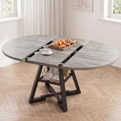 JOCOEVOL Extendable Round Dining Table for 4-8