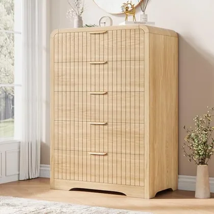 JOCOEVOL Fluted 5 Drawer Dresser