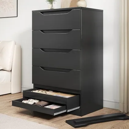 JOCOEVOL Black Tall 5 Drawer Dresser for Bedroom