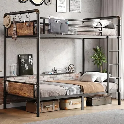 JOCOEVOL Metal Bunk Bed Twin Over Twin