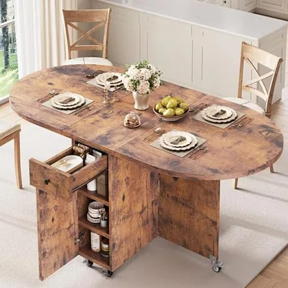 JOCOEVOL Round Folding Dining Table for 4