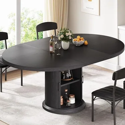 JOCOEVOL Extendable Round Kitchen Dining Room Table for 4-6