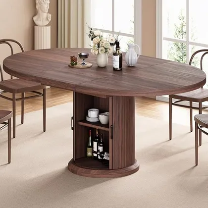 JOCOEVOL 47''-63'' Extendable Round Dining Table for 4-8
