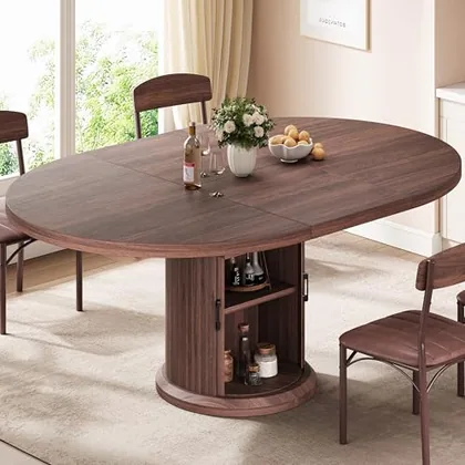JOCOEVOL Extendable Round Kitchen Dining Room Table for 4-6