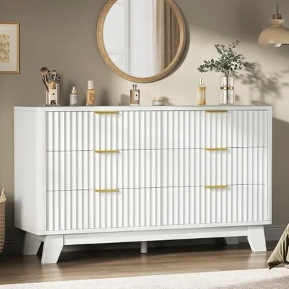 JOCOEVOL Fluted 6 Drawer Dresser for Bedroom